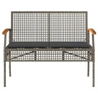 4-delige Loungeset met kussens poly rattan grijs - thumbnail