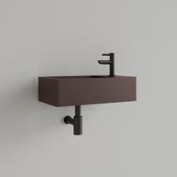 Fontein Gliss Design Freya Solid Marble 40x22x10 cm Met Kraangat Rechts Mat Choco Bruin Gliss Design - thumbnail