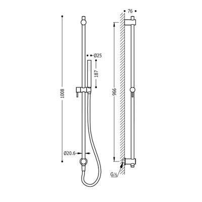 Tres Selection glijstang set 97 cm rond chroom