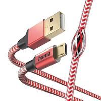 Hama Reflective Micro-USB-kabel (USB-A 2.0 mannelijk naar micro-USB-oplaadkabel en gegevensoverdracht, afgeschermde kabel, anti-twist, vergulde aluminium stekker, robuuste gevlochten nylon - thumbnail