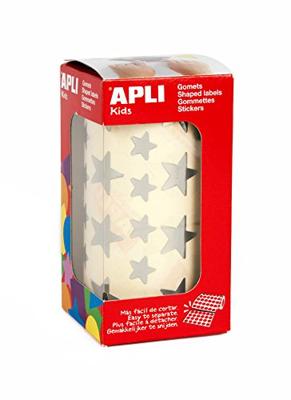 Apli Kids stickers op rol, ster, 2360 stuks, metallic zilver