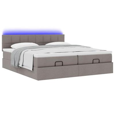 Ottoman bed met matrassen en LED's 180x200cm stof taupe