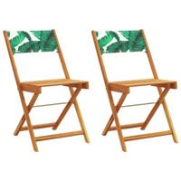 Bistrostoelen 2 st bladpatroon massief acaciahout en stof - thumbnail