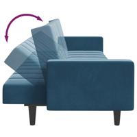 Slaapbank 2-zits met voetenbank fluweel blauw - thumbnail
