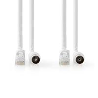 Coax- en CAT6-Combikabel | IEC (Coax) Male / RJ45 Male | IEC (Coax) Female / RJ45 Male | Vernikkeld | RG58 | 75 Ohm | Dubbel Afgeschermd | 1.50 m | Rond | PVC | Wit - thumbnail