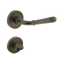 Deurkruk Emily op rozet met WC garnituur gebruineerd - thumbnail