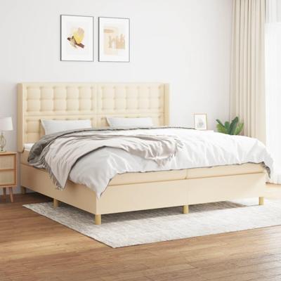 Boxspring met matras stof crèmekleurig 200x200 cm