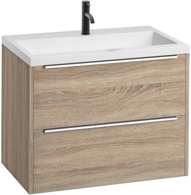 Saqu Salto Slimline voorgemonteerd badmeubel incl. wastafel 80x40cm bardolino eiken/chroom