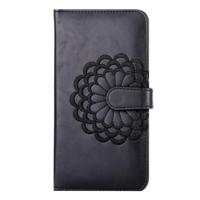 iPhone 8 Plus & 7 Plus horizontaal 3D Geborduurd bloemen structuur PU leren Flip Hoesje met foto frame, houder en opbergruimte voor pinpassen & geld - thumbnail