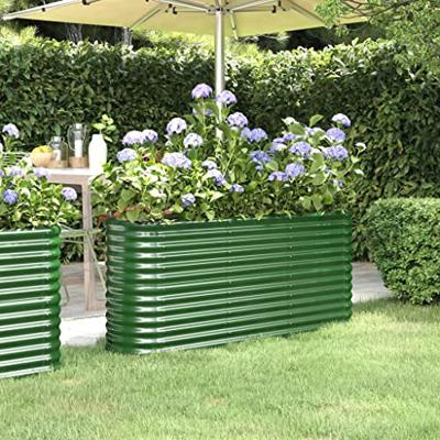 VidaXL Plantenbak 152x40x68 cm gegalvaniseerd staal groen VidaXL Plantenbak 152x40x68 cm gegalvaniseerd staal groen