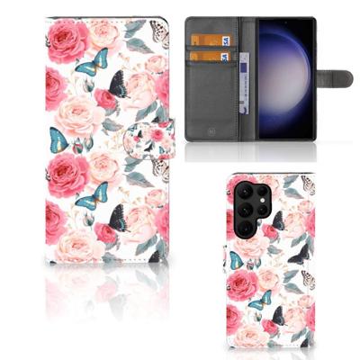 Samsung Galaxy S23 Ultra Hoesje Butterfly Roses Samsung Galaxy S23 Ultra Hoesje Butterfly Roses