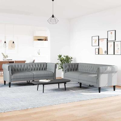 Bankstel 2 pcs Lichtgrijs Stof