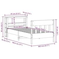Bedframe zonder matras massief grenenhout wit 75x190 cm - thumbnail