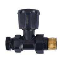 Thermostatisch Radiatorventiel Riko 1/2"x15 mm met Adaptor Recht Vernikkeld Mat Zwart Riko - thumbnail
