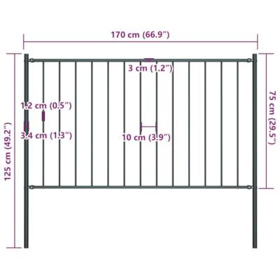 Hekpaneel met palen 1,7x0,75 m gepoedercoat staal antraciet