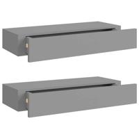 viaXL Wandschappen 2 st met lade 60x23,5x10 cm MDF grijs - thumbnail