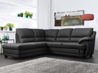 Converteerbare Hoekbank NEBRASKA met longchair links eco-leder “Excellent” zwart - thumbnail