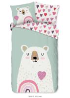 Good Morning Kinderdekbedovertrek "beer met hart en regenboog" - Multi - (140x200/220 cm) - Katoen Flanel - thumbnail