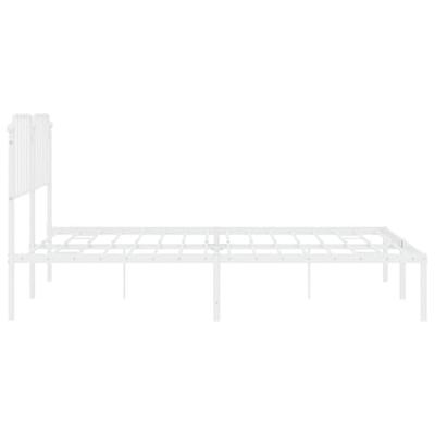 Bedframe met hoofdbord metaal wit 160x200 cm