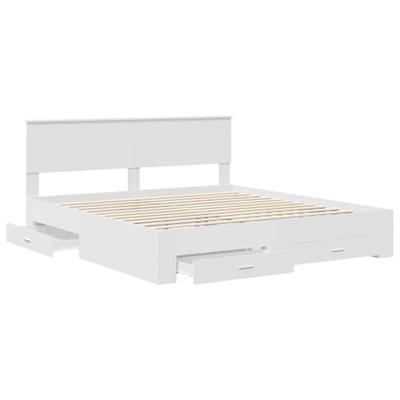 Bedframe met hoofdeinde met lade Wit 180 x 200 cm Bewerkt hout