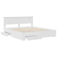 Bedframe met hoofdeinde met lade Wit 180 x 200 cm Bewerkt hout - thumbnail