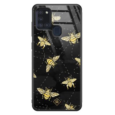 Samsung Galaxy A21s glazen hardcase - Bee yourself Samsung Galaxy A21s glazen hardcase - Bee yourself