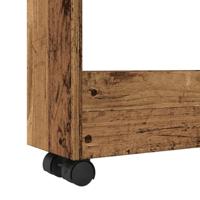 Opbergtrolley smal 3-laags bewerkt hout oud houtkleurig - thumbnail