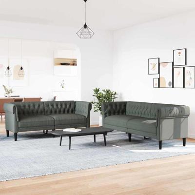 Bankstel 2 pcs Donkergrijs Stof