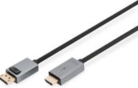 Digitus DB-340202-018-S HDMI-kabel DisplayPort / HDMI Aansluitkabel DisplayPort-stekker, HDMI-A-stekker 1.8 m Zwart 4K UHD, Afgeschermd (drievoudig), Flexibel, - thumbnail