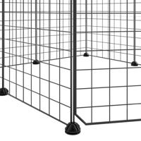 Huisdierenkooi met deur 8 panelen 35x35 cm staal zwart - thumbnail