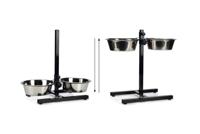 Standaard met 2 rvs 25 cm hondenvoerbakken zwart - thumbnail