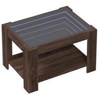 Salontafel met LED 73x53x45 cm bewerkt hout bruin eikenkleurig - thumbnail