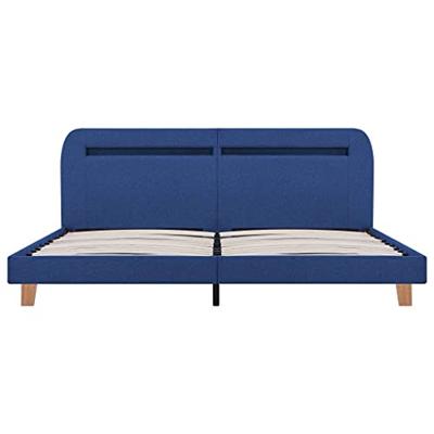 Bedframe met LED stof blauw 160x200 cm