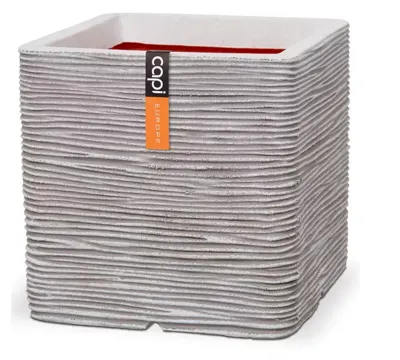 Capi nature rib nl kunststof plantenbak 40x40x40 cm ivoor