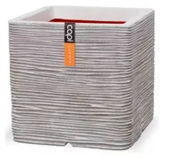 Capi nature rib nl kunststof plantenbak 40x40x40 cm ivoor - thumbnail