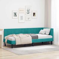 Hoekbedframe met hoofdeinde Turquoise 80 x 200 cm Fluweel - thumbnail