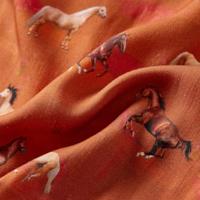 Kinderjurk met paardenprint 128 cognackleurig - thumbnail