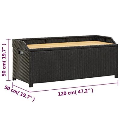Tuinopbergbank 120 cm poly rattan zwart Tuinopbergbank 120 cm poly rattan zwart