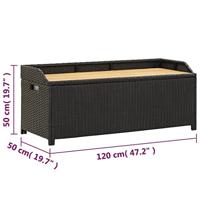 Tuinopbergbank 120 cm poly rattan zwart - thumbnail