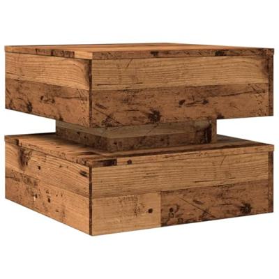 Salontafel met LED-verlichting 50x50x40 cm oud houtkleurig