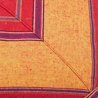 Yogi & Yogini Meditatiekussen Rond Katoen Oranje - Patroon Rood - 33 x 17 cm - thumbnail