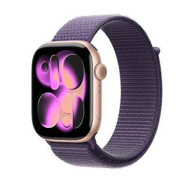 Apple Watch Band - Geweven sportbandje - 46 mm - Zachtpaars - Eén maat voor de meeste polsen