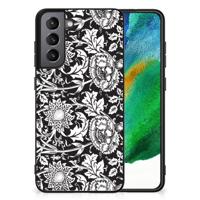 Samsung Galaxy S21FE Bloemen Hoesje Black Flowers - thumbnail