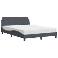 Bed met matras fluweel donkergrijs 140x200 cm - thumbnail