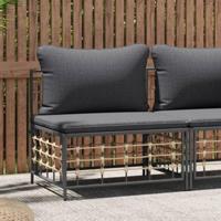 Tuinmiddenbank met donkergrijze kussens poly rattan - thumbnail