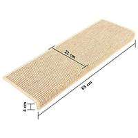 Trapmatten 15 st 65x21x4 cm lichtbeige met rechthoekige rand - thumbnail