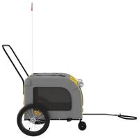 VidaXL Hondenfietstrailer oxford stof en ijzer geel en grijs - thumbnail