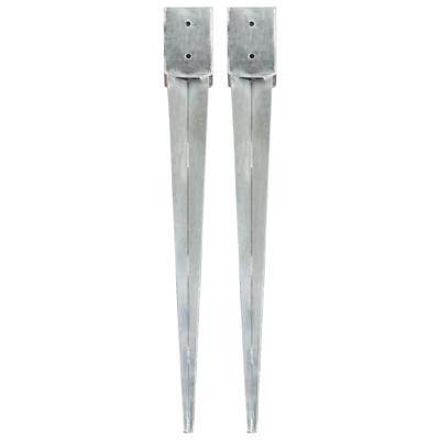 VidaXL Grondpinnen 2 st 10x10x91 cm gegalvaniseerd staal zilverkleurig