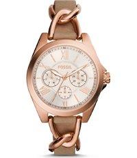 Horlogeband Fossil BQ3410 Leder Beige 18mm Horlogeband Fossil BQ3410 Leder Beige 18mm