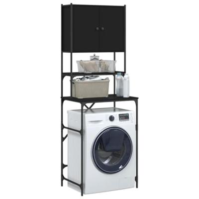 Wasmachinekast 68x48,5x194 cm zwart